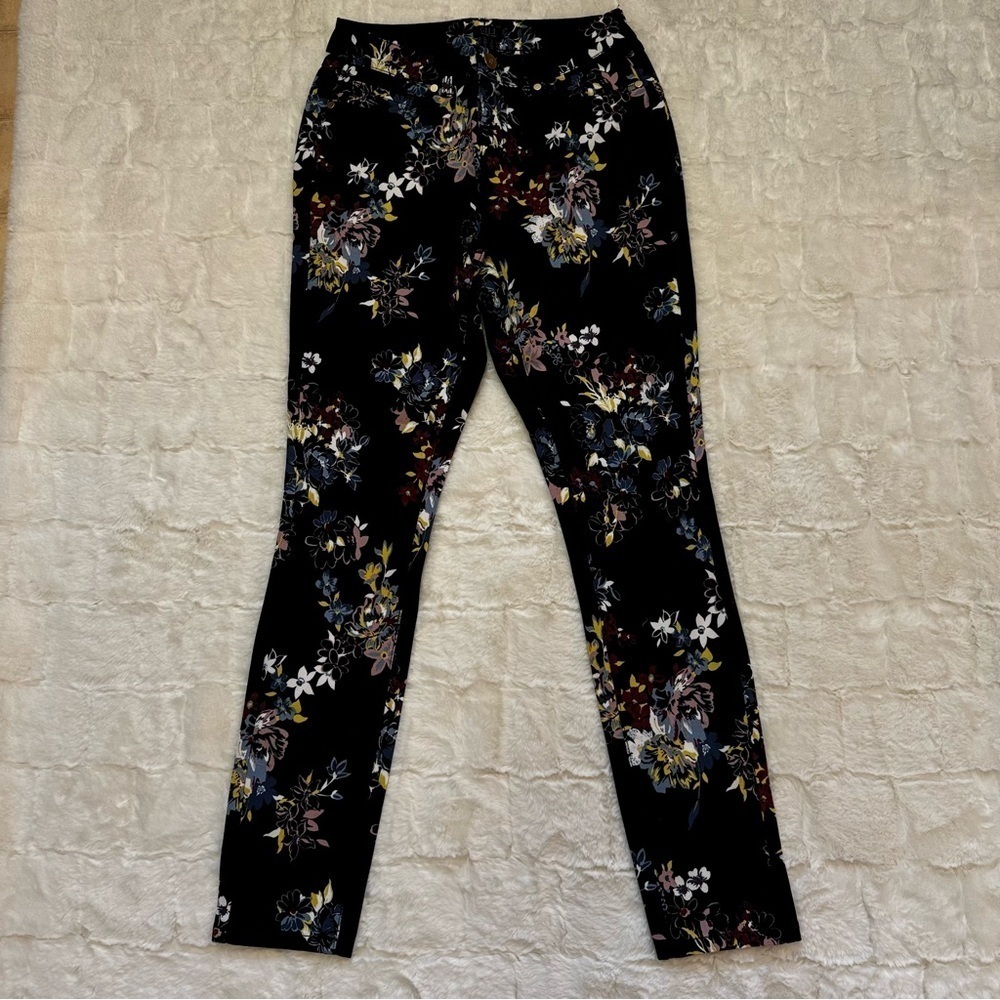 GILI Dual Stretch Colored Denim Ankle Jeggings Jeans Black Floral Size 2 NEW - Picture 11 of 11